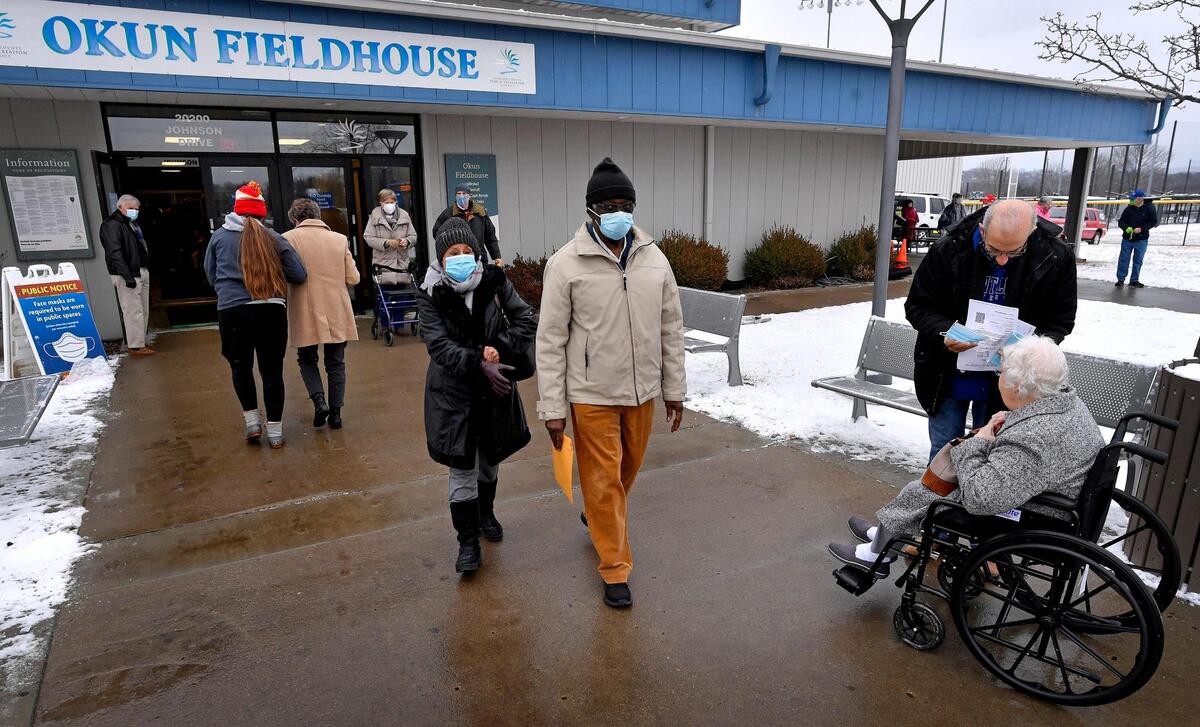 The scene at Okun Fieldhouse at the Mid-American West Sports Complex in Shawnee was more orderly Wednesday as there was not a long line of senior citizens 80 years old and over waiting in freezing weather to get their COVID-19 vaccinations like there were on the first day of the mass vaccination clinic on Tuesday. Officials from the Johnson County Department of Health and Environment issued an apology late Tuesday in response to the troubled launch at the vaccination site.