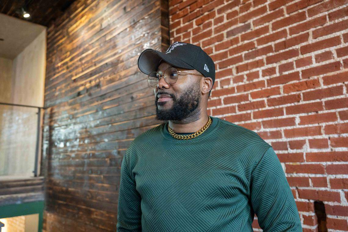 Darrion Nimrod, founder and president of The Outsiders Social Club, a new creative space opening in Westport, on Wednesday, December 31, 2025. The social club will double as a co-working and entertainment space.