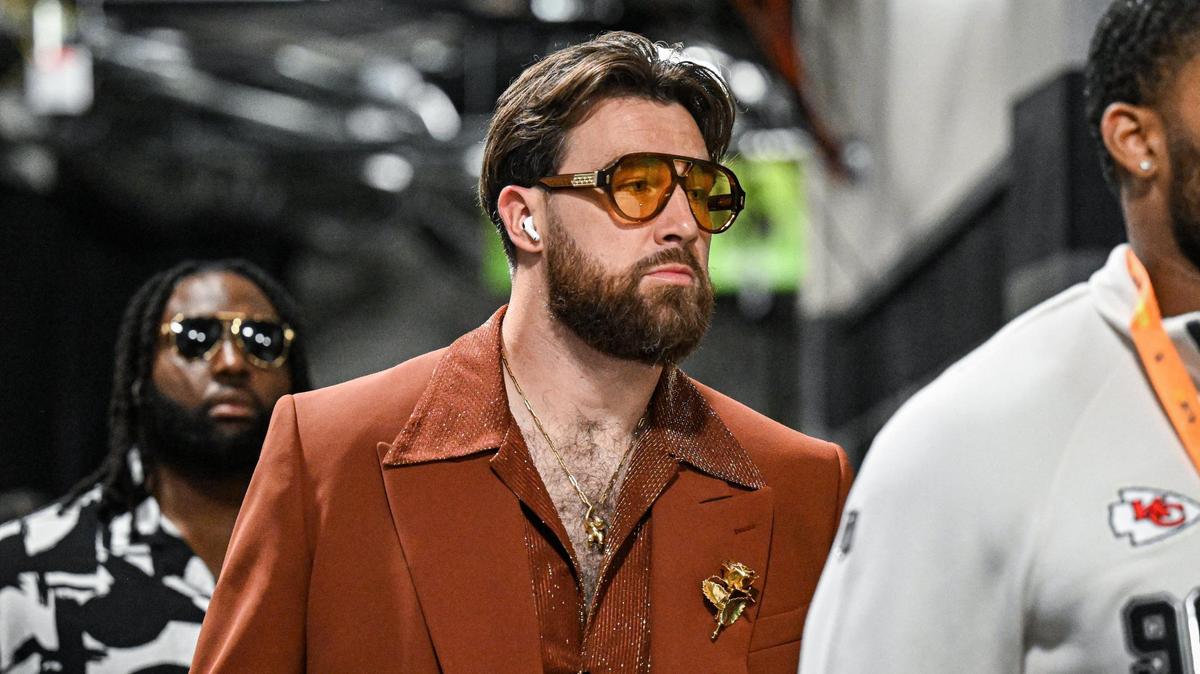 Kansas City Chiefs tight end Travis Kelce arrives before Super Bowl LIX on Sunday, Feb. 9, 2025, in New Orleans.