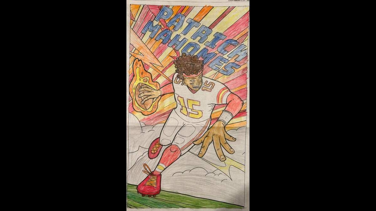 Emily Burgard wrote The Star, “My son Cole, age 6, enjoyed coloring this. He made sure the jersey colors were just right. He is so excited for the Super Bowl!”