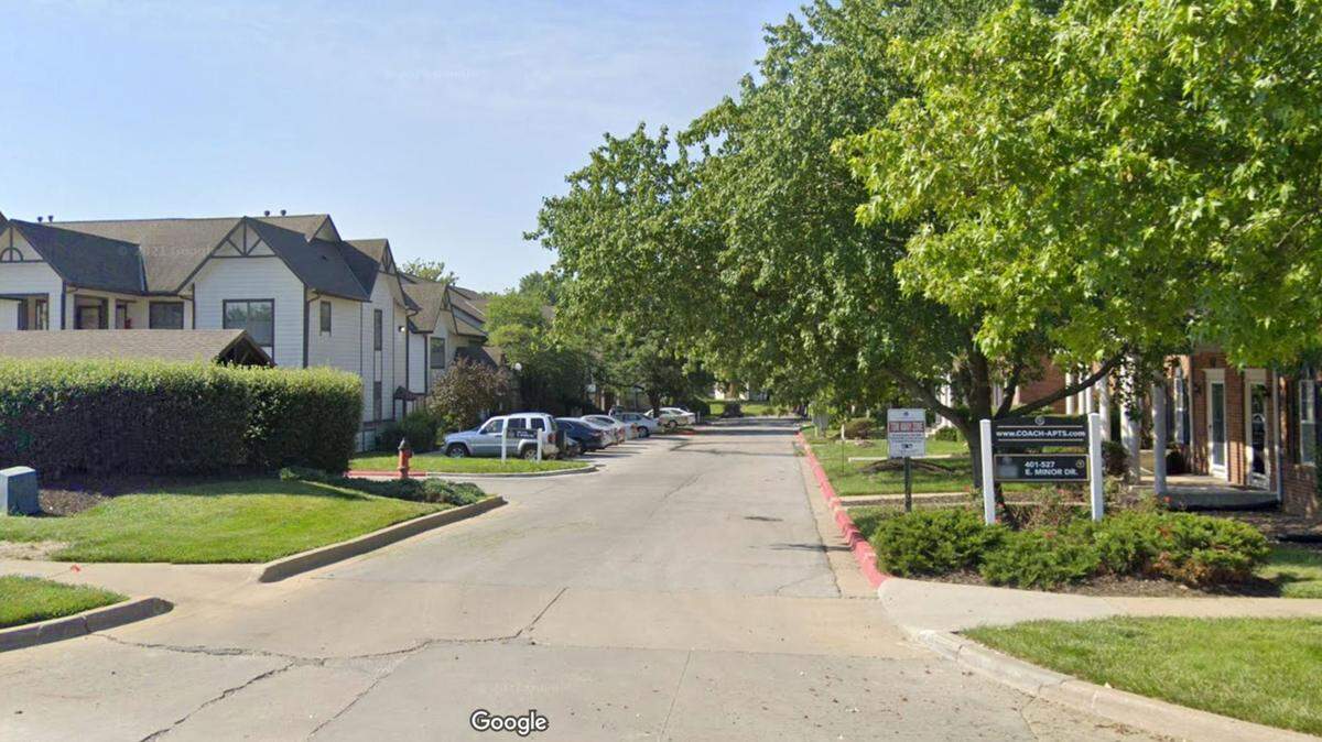 A man is in custody after a disturbance leaves one woman dead and another injured at an apartment in Coach House Apartments and Towhnhomes complex in the 600 block of East Minor Drive in the Red Bridge South neighborhood of south Kansas City, a police spokesman said. This Google Maps Street View image is from 2021.