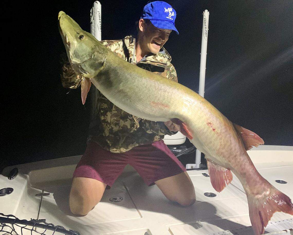 Todd Kirby with a record-tying muskie caught and released in Minnesota.&nbsp;