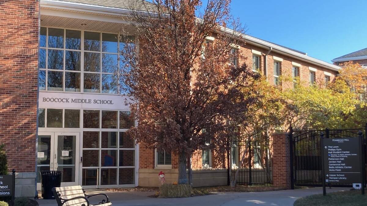 Entrance to the Boocock Middle School, part of the private Pembroke Hill School, 5121 State Line Road.