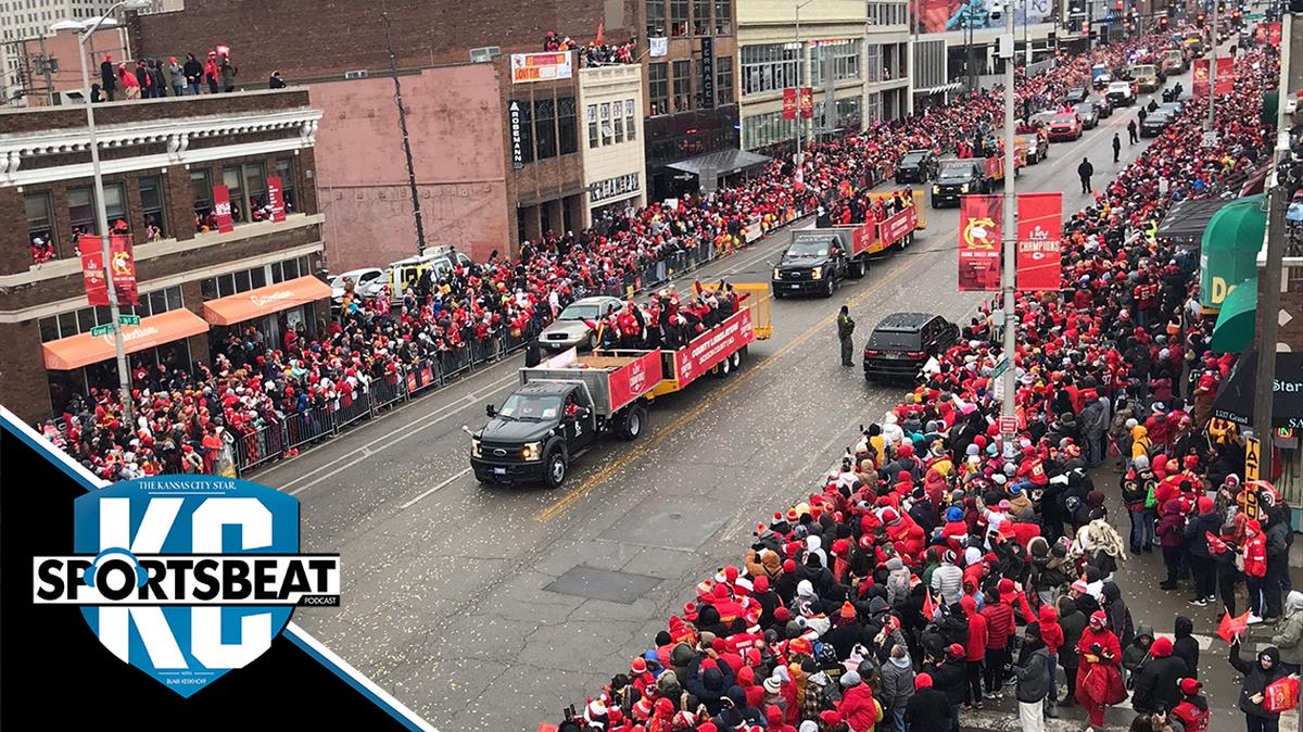The Kansas City Chiefs’ Super Bowl parade made its way down Grand Boulevard in downtown Kansas City.