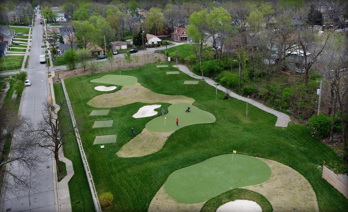 After years of building and fundraising, Chris Harris bought up the entire block, turning Harris Park into a green space with a basketball court, playground and beds of blooming tulips. The process for the golf course unfolded over several years with Harris tearing down his own home in the middle of the block, getting a job at a local golf course so he could learn the ropes and eventually gaining the support of the PGA.