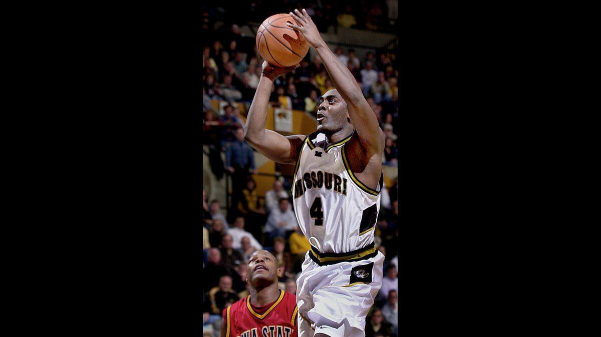 Iowa State’s Kantrail Horton could only watch as Missouri’s Clarence Gilbert put up one of his school-record 36 shots during a 2001 home game. Gilbert finished with 43 points as the Tigers won 112-109 in four overtimes.