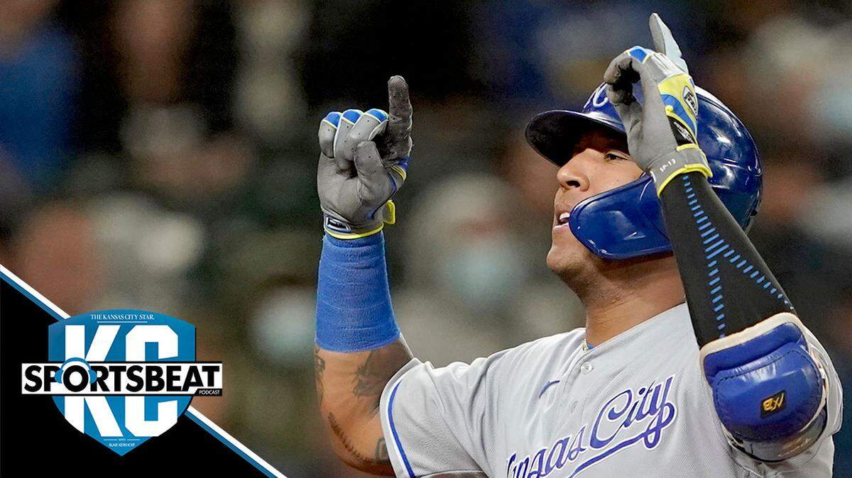 Kansas City Royals’ Salvador Perez reacts after he hit a grand slam against the Seattle Mariners during the sixth inning of a baseball game Thursday, Aug. 26, 2021, in Seattle. (AP Photo/Ted S. Warren)