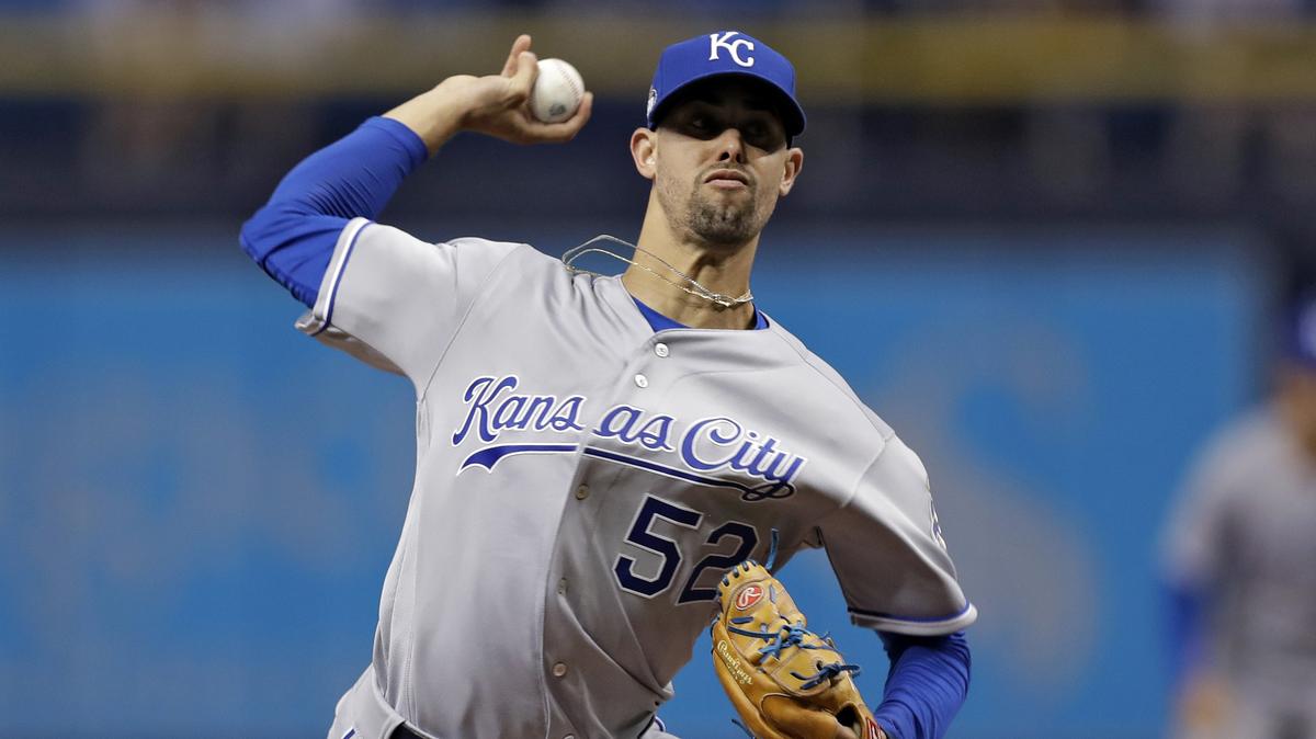 Kansas City Royals’ Jorge Lopez pitches to the Tampa Bay Rays during the first inning of a baseball game Monday, Aug. 20, 2018, in St. Petersburg, Fla.