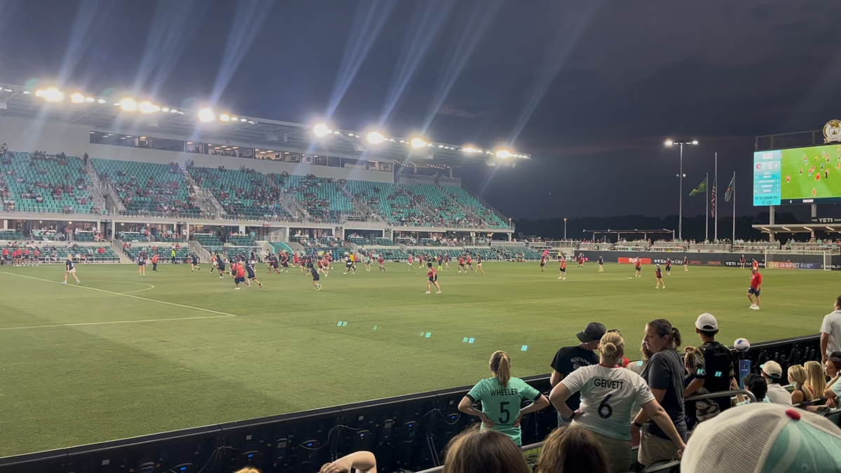 A view from the lower level seating area of the halftime media game, hosted by the Kansas City Current Saturday, July 12. Over 50 local and national media members participated.