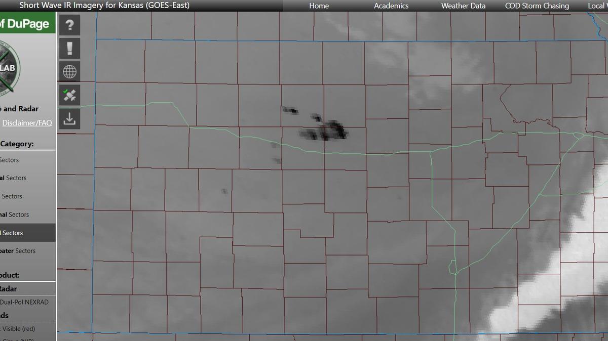 Kansas City smells like smoke. The National Weather Service says that may be coming from wildfires in central Kansas, shown here on a satellite heatmap.