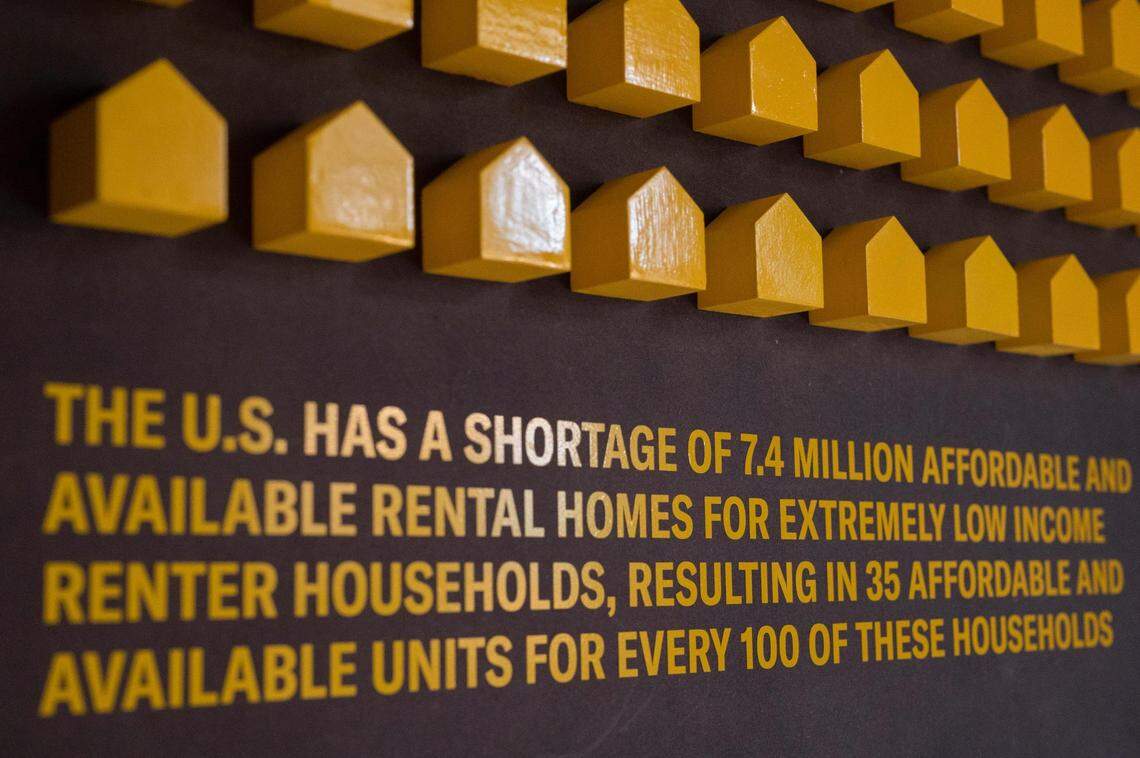 The “Evicted” exhibit is loaded with statistics, made more understandable in artful displays.
