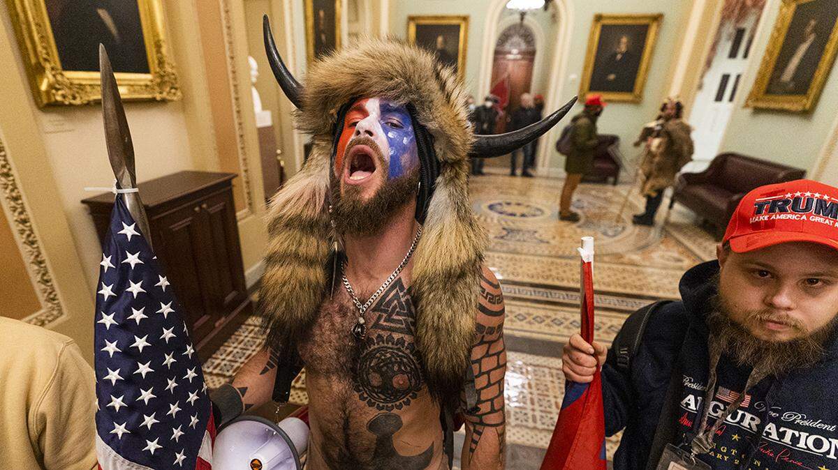 Jacob Anthony Chansley, also known as Jake Angeli and the “QAnon Shaman.”