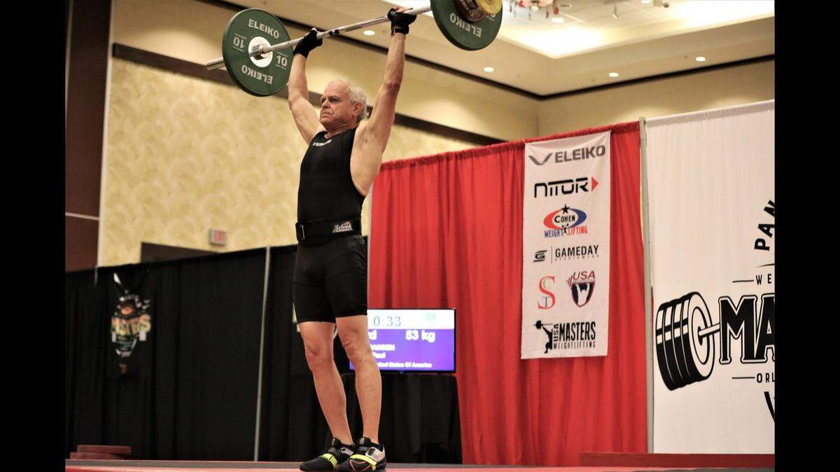 Paul Hansen competed during a recent competition. Paul and his wife, Joyce, work out three hours a day six days a week doing both powerlifting and weightlifting at KC Weightlifting in Mission.