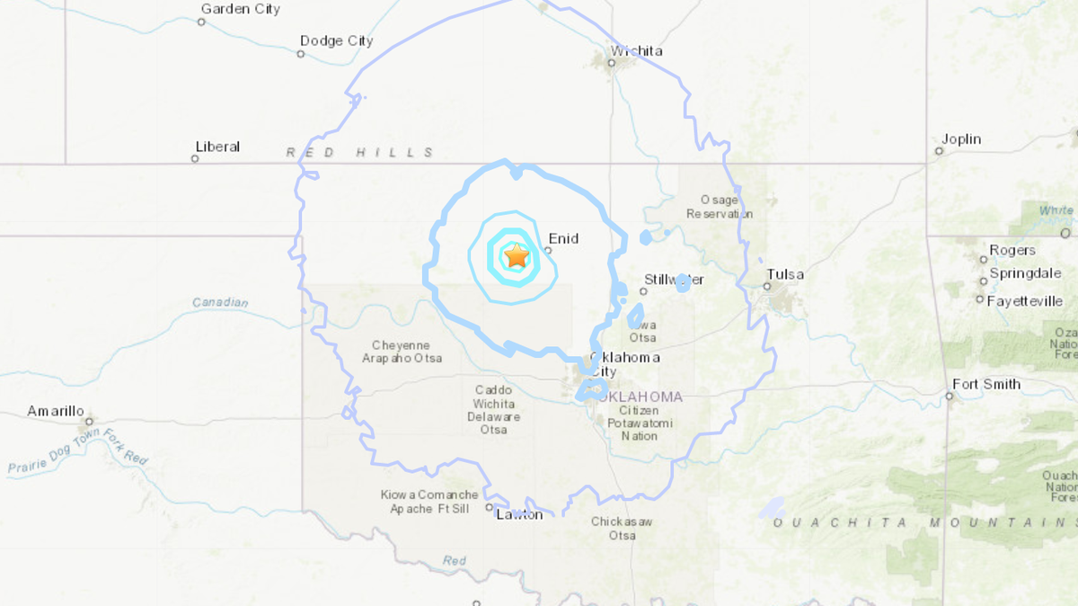 A 3.7-magnitude earthquake rattled Oklahoma Sunday afternoon, USGS data show.