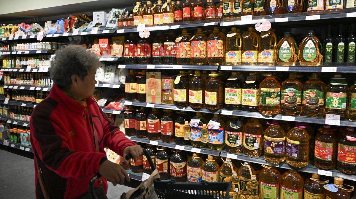A woman shopping for food.