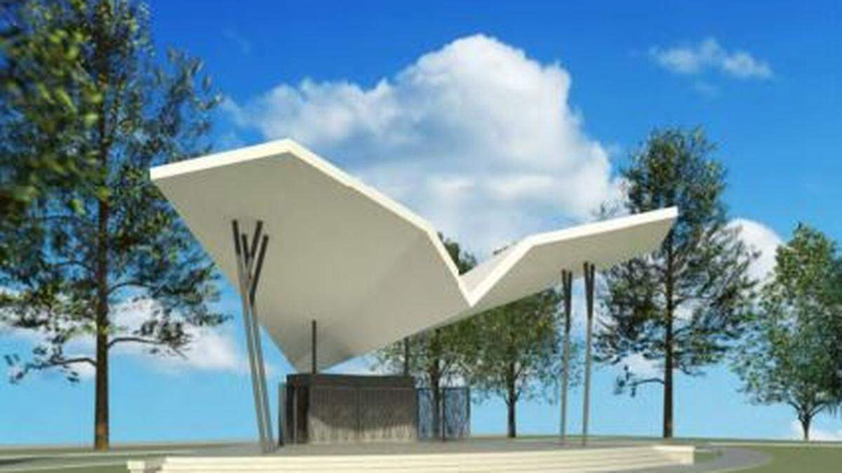 Plans call for construction of a new performance stage that resembles a paper airplane.