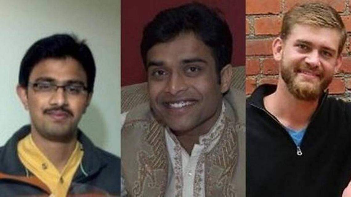 Srinivas Kuchibhotla (from left) was killed and Alok Madasani and Ian Grillot were shot at Austins Bar and Grill in Olathe on Feb. 22, 2017.
