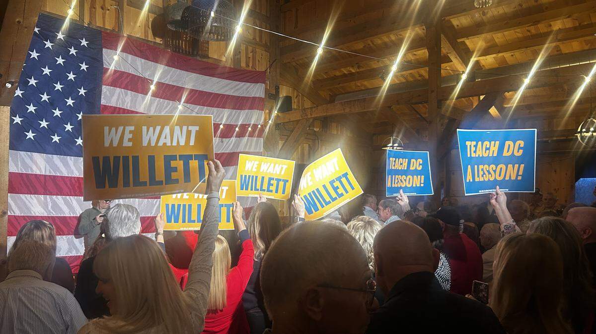 Nathan Willett campaign signs at his kickoff event Tuesday night.