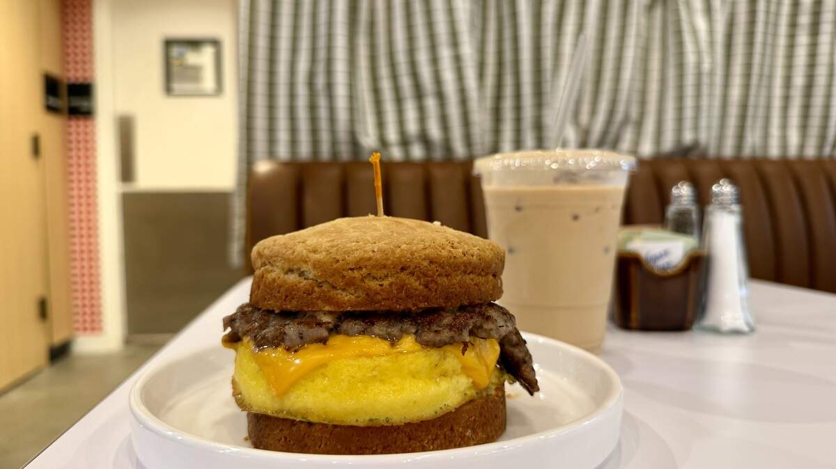 The R.F.G.B. (something like “really freaking good biscuit”) is sold at Hemma Hemma Dinette downtown.