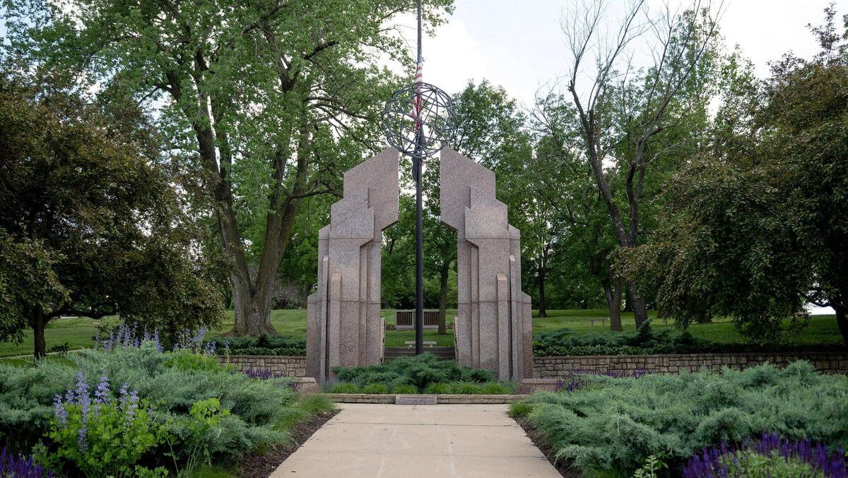 The memorial recognizing the 555 Battalion is part of the Veterans’ Memorial in Shawnee located at 13605 Johnson Drive.