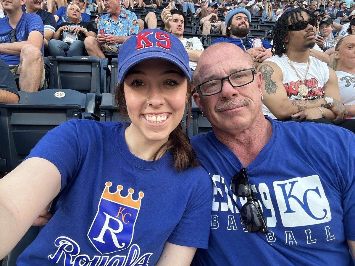 Isabella and Steve Duckworth at the Royals-Yankees game on June 10, 2025, at Kauffman Stadium.