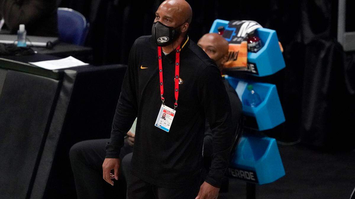 Missouri head coach Cuonzo Martin watches from the bench during the first half of a first-round game against Oklahoma in the NCAA men’s college basketball tournament at Lucas Oil Stadium, Saturday, March 20, 2021, in Indianapolis. (AP Photo/Darron Cummings)