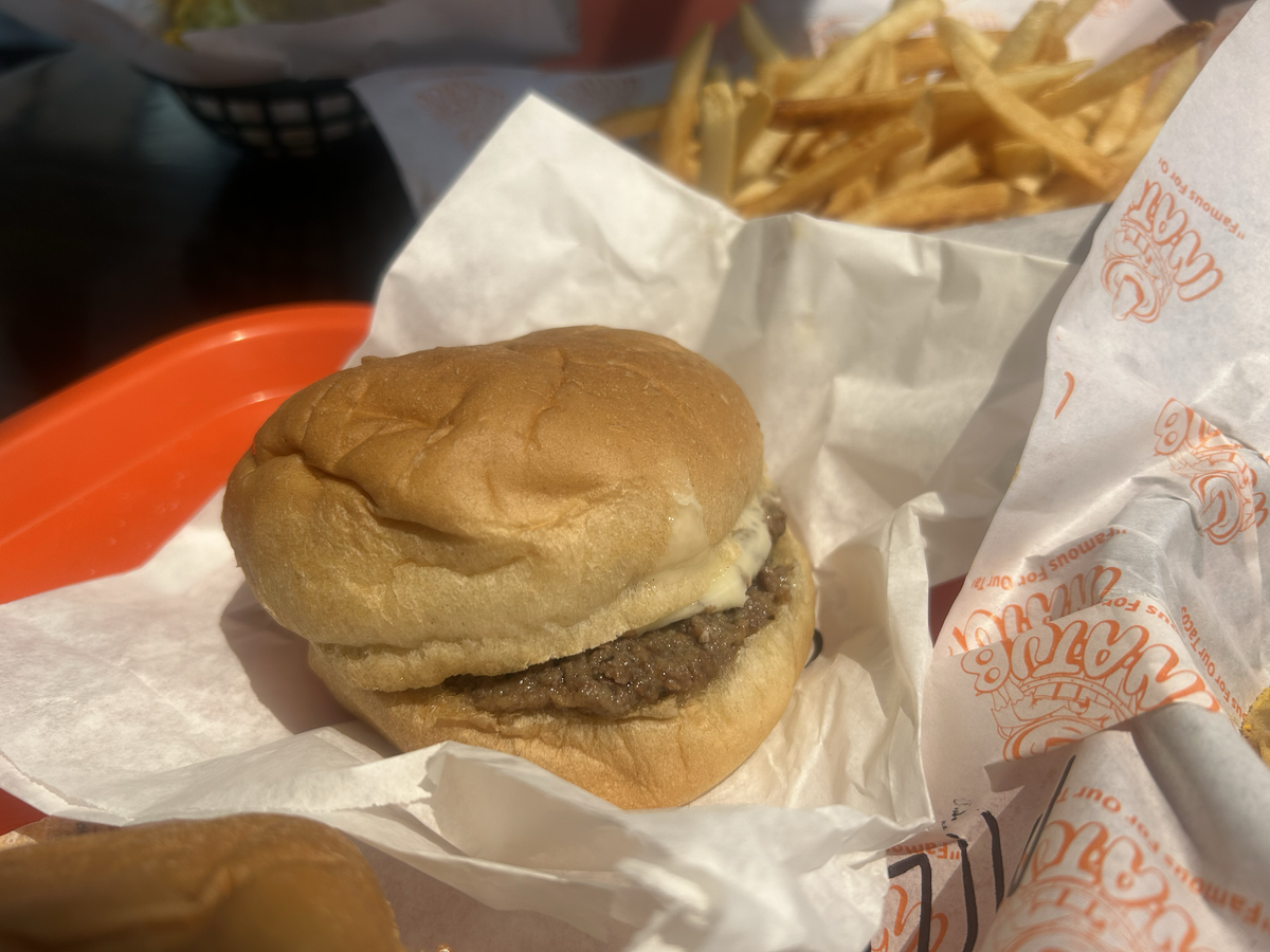 In-A-Tub’s pocketburger includes loose ground beef and a pillowy potato bun.