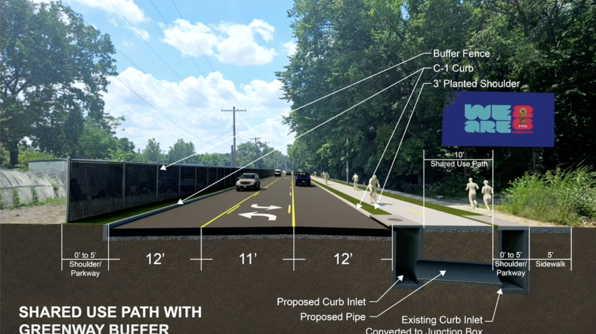 A rendering of a project to improve the streetscape along Stadium Drive in Kansas City between 31st Street and Raytown Road.
