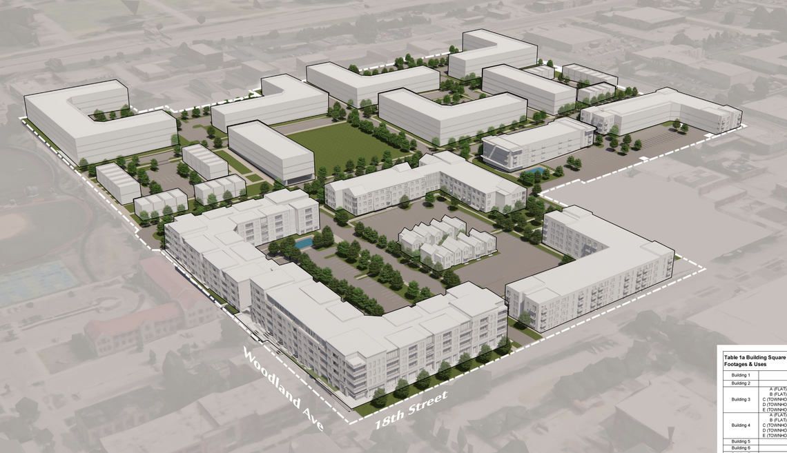 A rendering of the planned reconstruction of the Parade Parks Homes in the 18th and Vine Jazz District.
