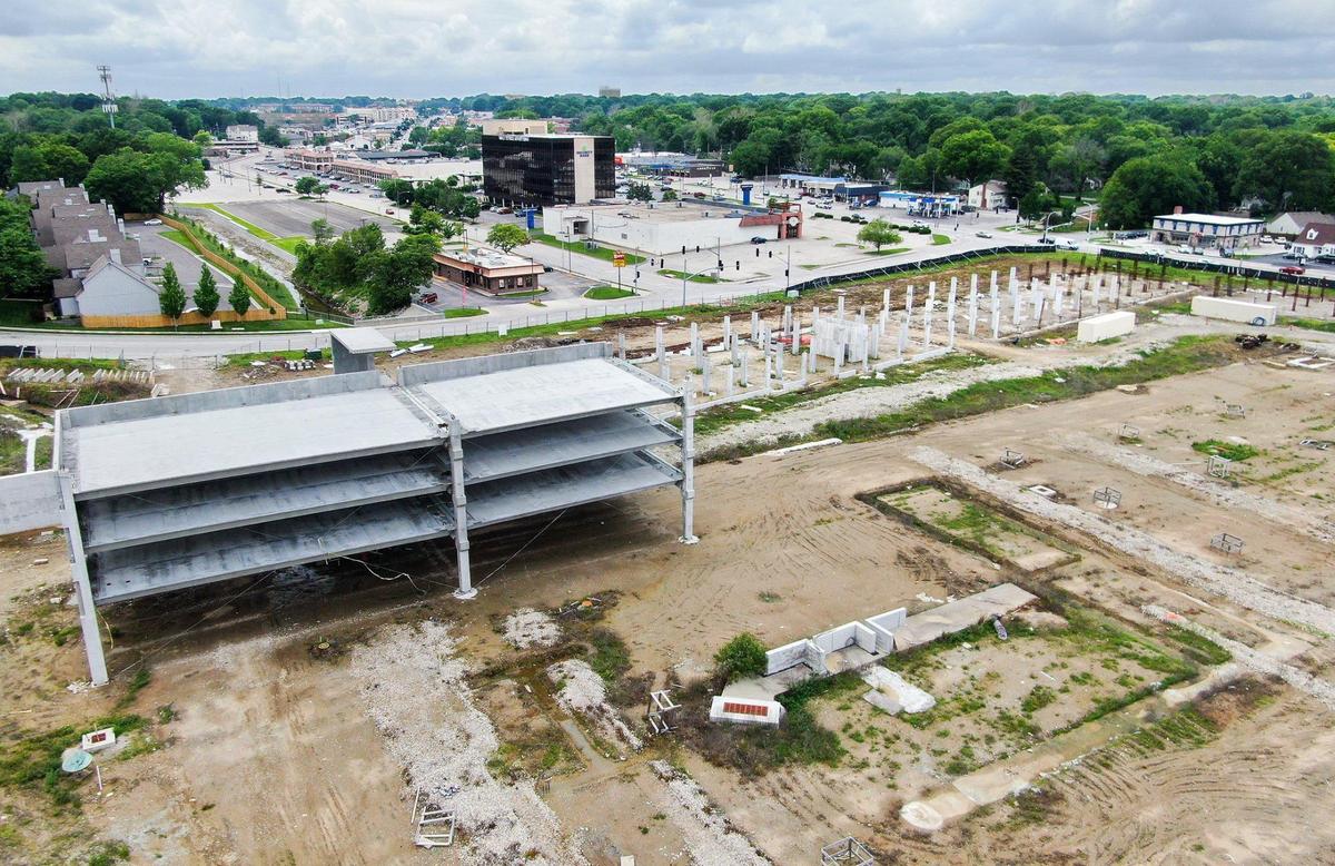 Johnson County’s Mission Gateway, on the site of the former Mission Center Mall at the southwest corner of Johnson Drive and Roe Avenue, remains unfinished. 
