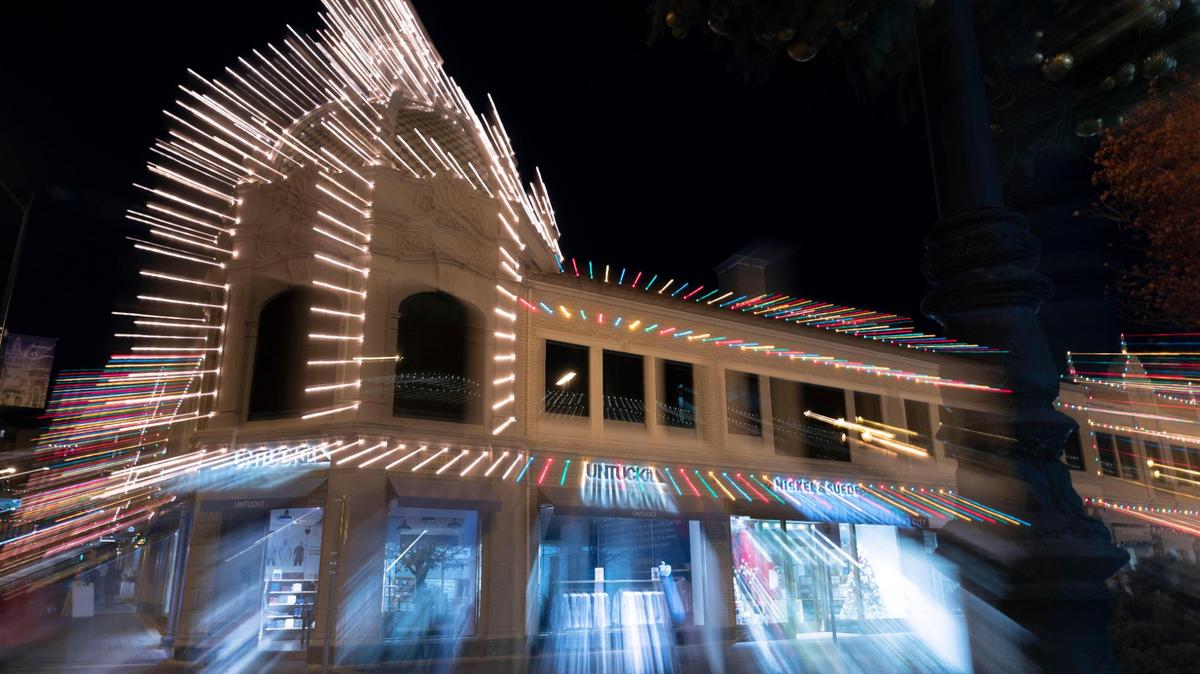 Country Club Plaza Christmas lights are displayed along Nicholas Road on Thursday night after the lighting ceremony.