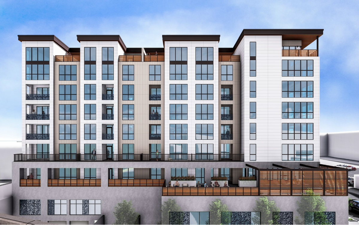 The seven-story 303 Broadway Apartments are expected to have 59 units off the corner of 4th Street and Broadway Avenue.