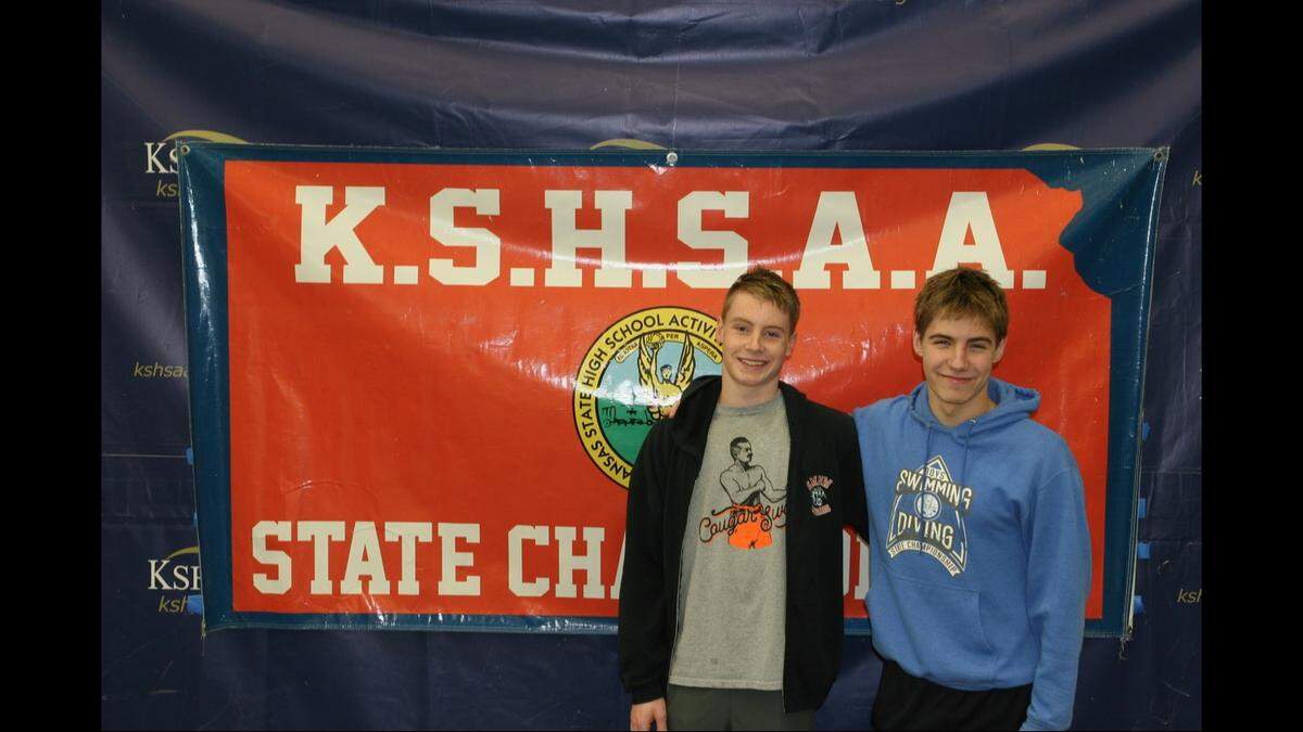 Will Ensley, right, and his older brother, Jack, swam together at Shawnee Mission Northwest in 2022. They were both on the school’s 200 free relay team that finished fourth in the state that year.