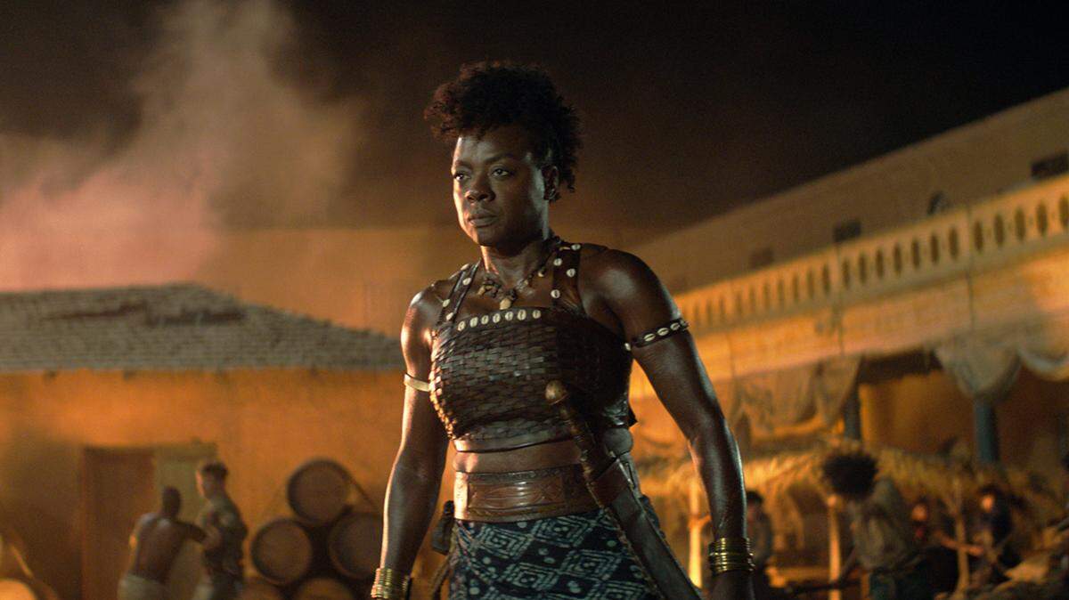 This image released by Sony Pictures shows Viola Davis in “The Woman King.” (Sony Pictures via AP)