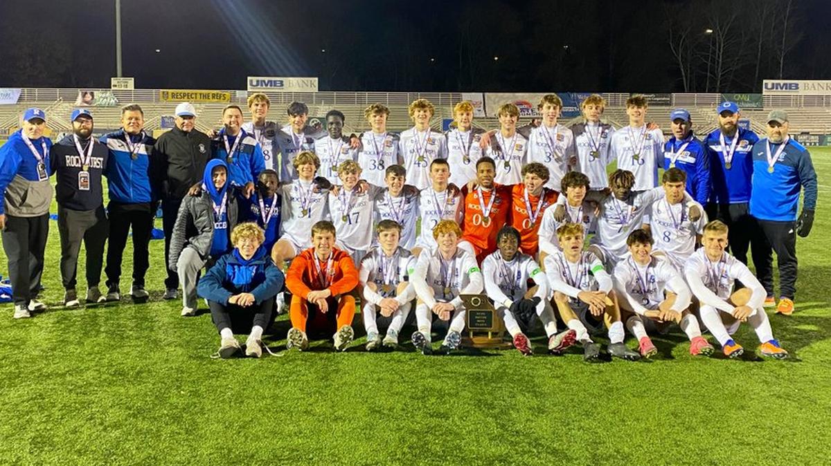 The Rockhurst Hawklets boys high school soccer team won its third straight Missouri state championship on Saturday in Fenton, beating Park Hill South in the final match.