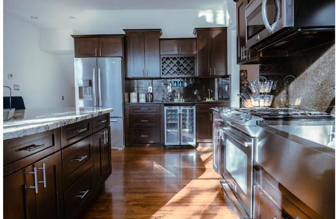 Kitchen of the ‘Warwick Mansion” in Kansas City as seen on Airbnb and Vrbo.