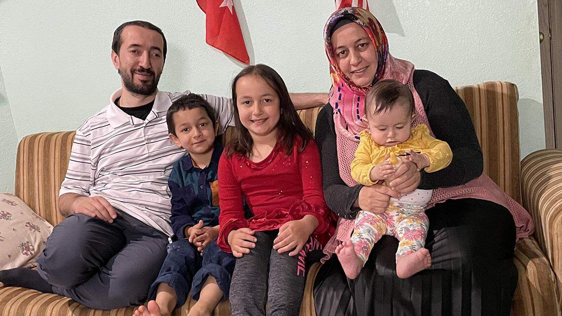 Benjamin and Ayşe Nur Öztekin Murat with their three children, Metin, Betul and Merve.