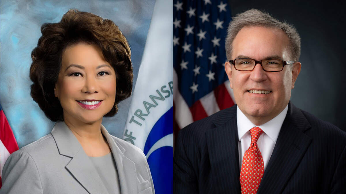 Elaine L. Chao, secretary of the U.S. Department of Transportation, and Andrew Wheeler, administrator of the U.S. Environmental Protection Agency