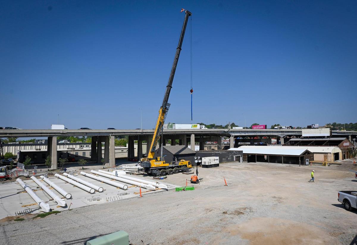 A crane is in place at the Pennway Point site to be used in the construction of the KC Wheel.