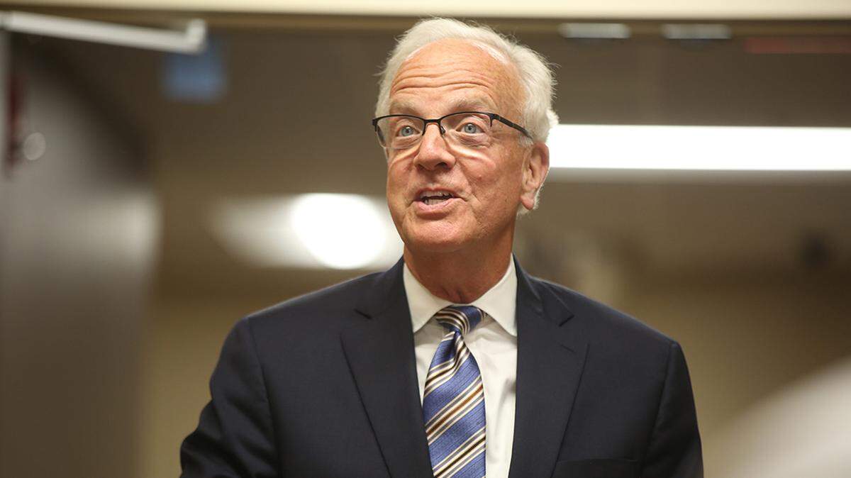 U.S. Sen. Jerry Moran, R-Kan., speaks at the unveiling of a new emergency room at Colmery-O’Neil Veterans’ Administration Medical Center in Topeka Friday.