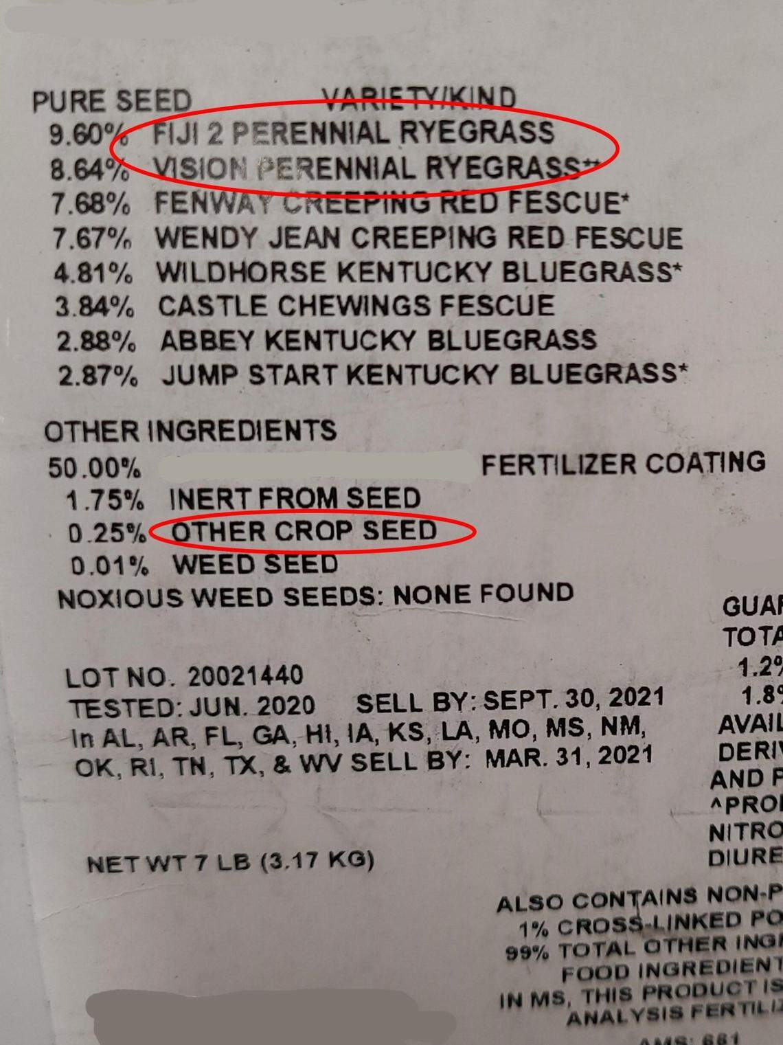 The first tip in buying grass seed? Read the label carefully, and beware of the “other crop” notation.
