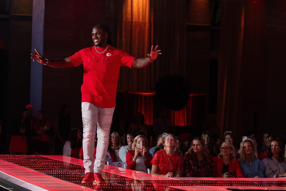 Former Kansas City Chiefs player Jamaal Charles walks on the runway Tuesday at the 13th Annual Chiefs Style Lounge at The LEX in downtown Kansas City.
