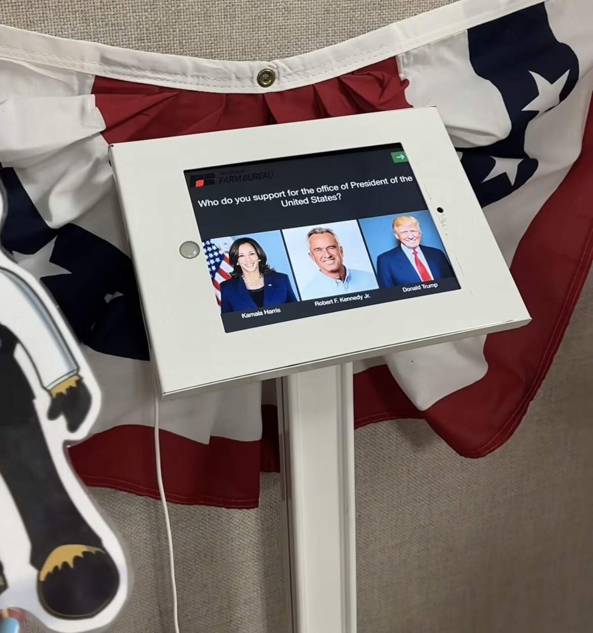 Fairgoers voted on a computer tablet in the Missouri Farm Bureau building at the fair.