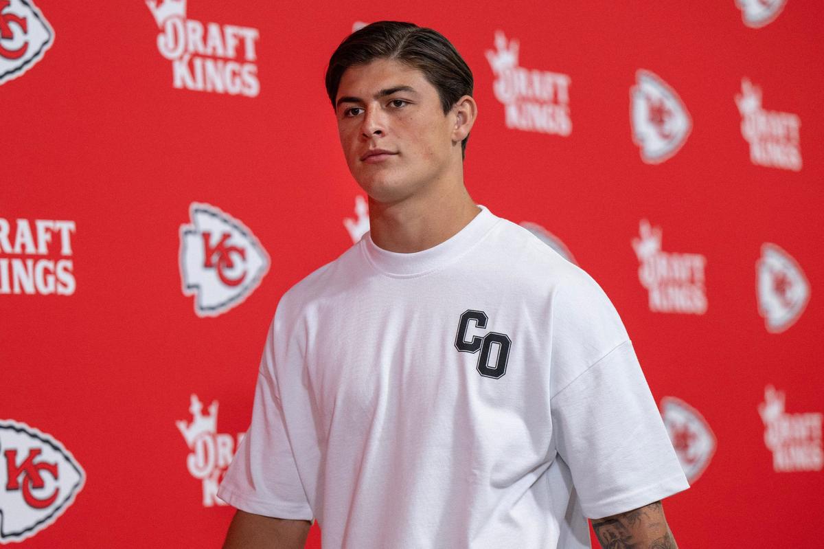 Kansas City Chiefs running back Louis Rees-Zammit before a game on Saturday against the Detroit Lions. (081724, Arrowhead Stadium)