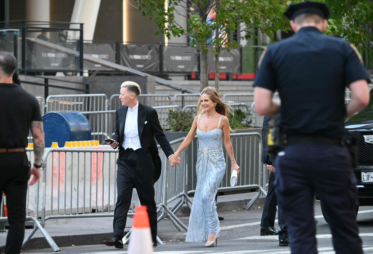 Former U.S. soccer superstar Abby Wambach (L) and Glennon Doyle arrive at Madison Square Garden.