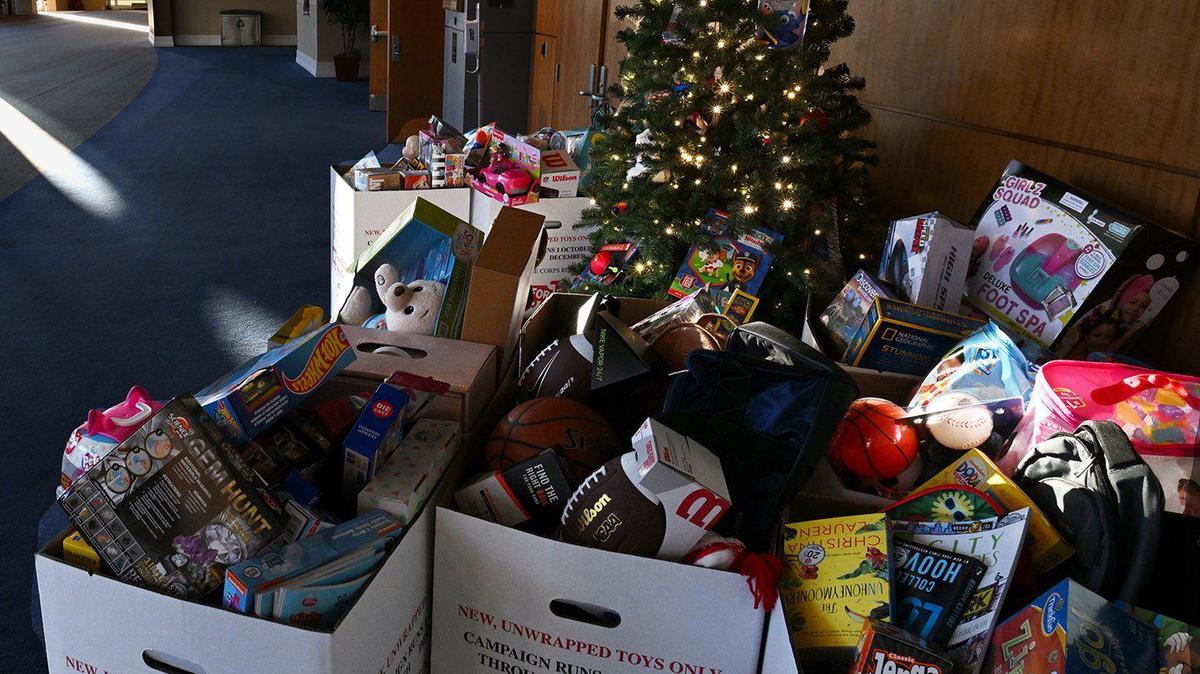 Toys that have been collected in the first stretch of Overland Park’s Toys for Tots drive.