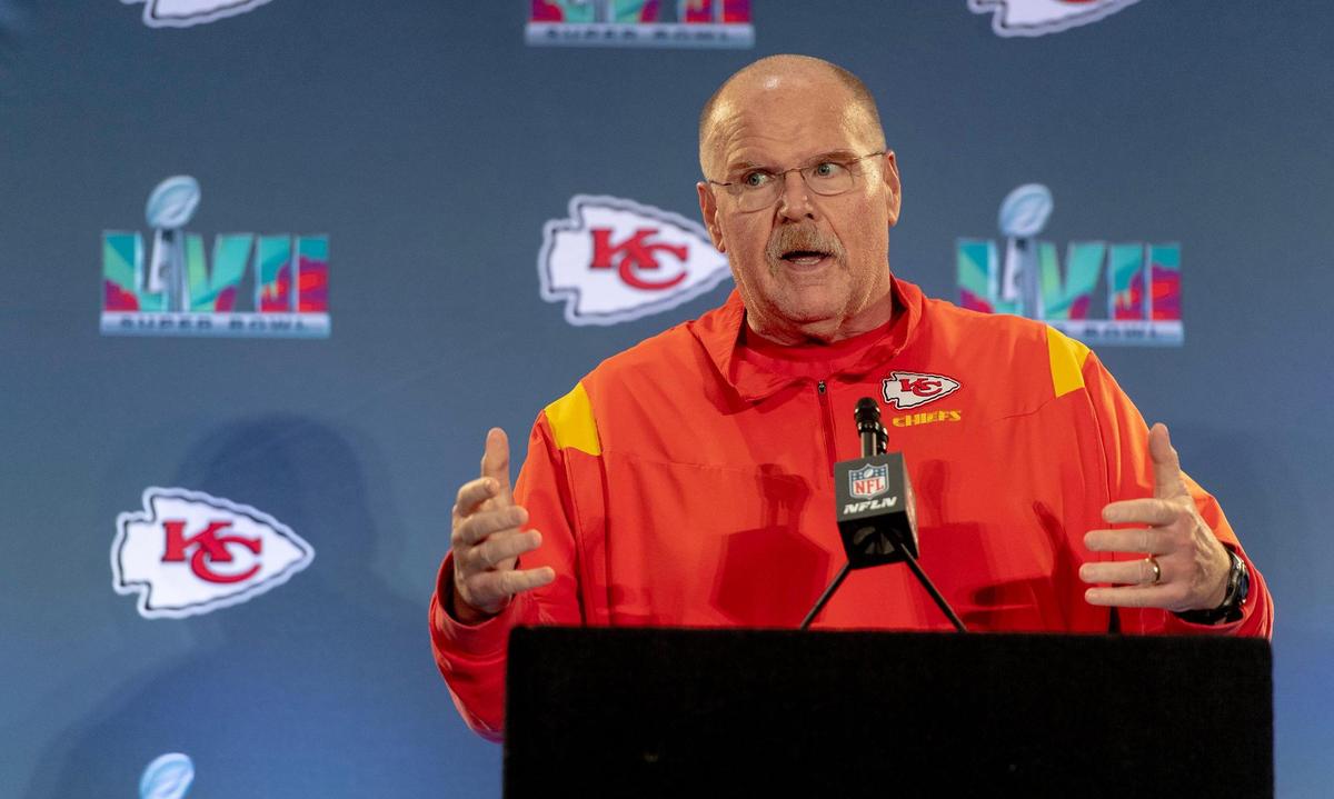 Kansas City Chiefs head coach Andy Reid speaks during the team’s media availability on Thursday, Feb. 9, 2023, in Scottsdale, Ariz.