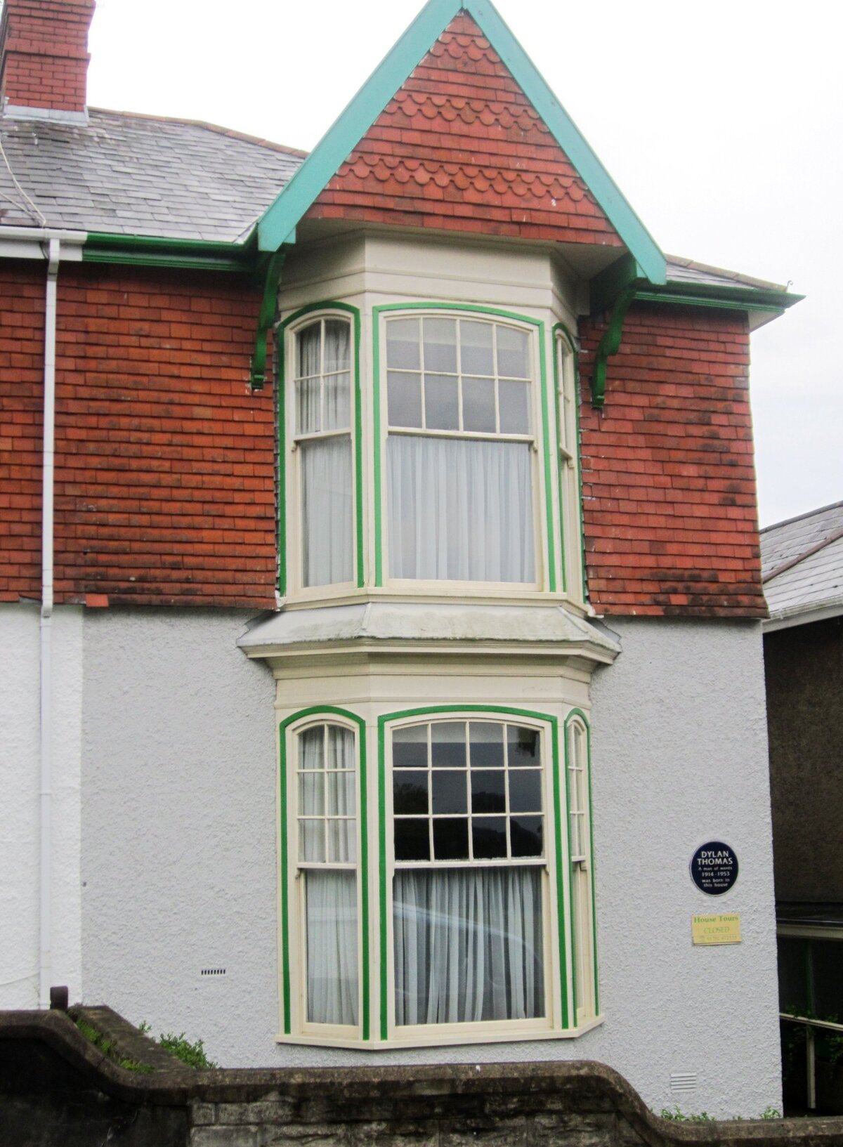 Poet Dylan Thomas was born in this home in Swansea, Wales, in 1914. The second-floor window is the bedroom where he was born and where he did some of his early writing.