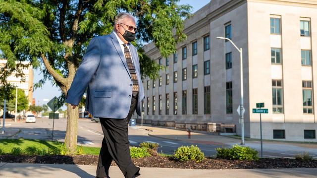 Former Kansas City, Kansas, police detective Roger Golubski walks to a hearing at the federal courthouse on Wednesday, Sept. 20, 2023, in Topeka, Kan.