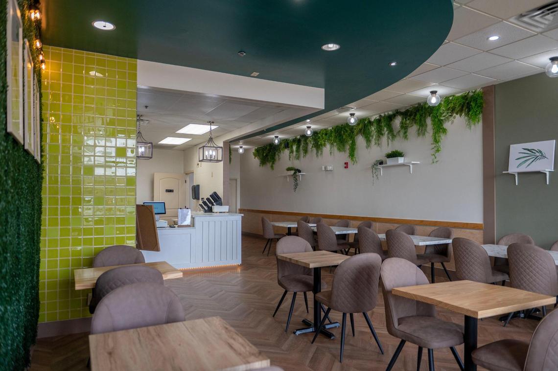 Plants adorn the interior at Leafy Korean Dessert Cafe.
